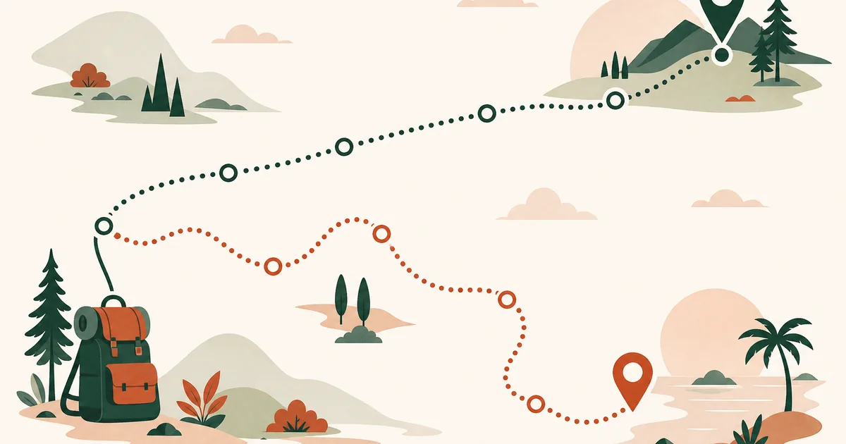 Two illustrated travel routes dividing toward different group trip planning needs